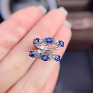 Yibiy2025 latest natural sri lanka sapphire ear buckle 925 silver gold plated 3*4mm sapphire ear jewelry