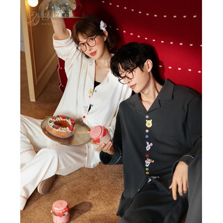 Gongdie light and soft disney puff bear couple pajamas women spring and autumn wearable long sleeve men's home clothes