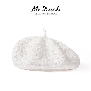 Mr duck new product classic white octagonal small fragrant beret female british black pumpkin hat trendy coat hat mw226756-classic white (beret) s (52-54cm)