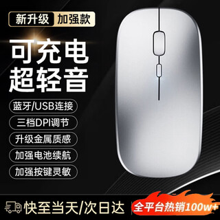 LCZMI华为Matebook【可充电丨超静音】无线鼠标蓝牙三模游戏电竞办公人体工学妙控板适用于罗技小米电脑 旗舰【人体工学丨可充电丨静音按键丨蓝牙三模】银色