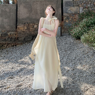 Rangwu new chinese dress skirt women's summer white suspender dress vacation seaside beach dress grassland travel wear new chinese two-piece zen dress off-white one size recommended 80-120 jin jin equals 0.5 kg