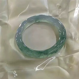 Burmese ice type floating flower laokeng jade bracelet with clear water glass type jade treatment round bar chaise jade bracelet 55 size with gift box