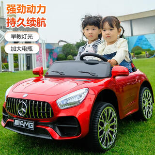 Work baby masha children's electric car can sit on a remote control car for adults, a child can drive a stroller toy car, four-wheel electric double version + red dual drive + remote control + soft seat + remote control