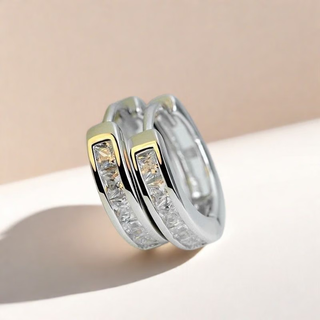 Rsrddy old phoenix sterling silver 999 earrings, moissanite earrings, small circle square stones, non-fading, anti-allergic earrings, white gold, moissanite earrings, the same style as lao fengxiang, a pair