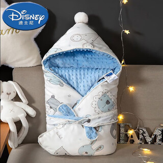 Disney blanket newborn autumn and winter pure cotton blanket winter thickened outing baby supplies newborn baby sleeping bag anti-kicking blue-winter style 90x90cm