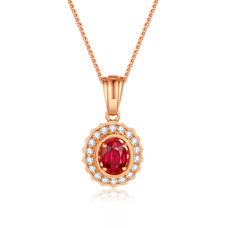 I do 18k gold inlaid ruby diamond necklace light luxury high-end jewelry pendant chinese valentine's day gift