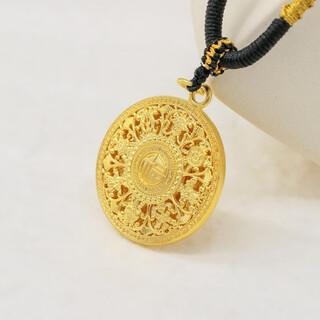 Dewey fanzhi gold-wrapped silver 999 six-character g gold-colored eight-treasure compass pendant with chinese style, classic and versatile as a gift for your girlfriend. six-character treasure pendant (about 1 gram of gold)