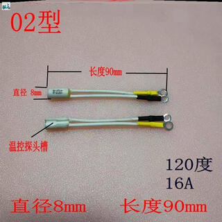 Special fuse for electric hot water faucet, overheating fuse protector, fuse temperature 250v/16a/120 degrees/type 02, thermal silicone grease