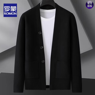 Romon large size men's sweater jacket autumn new sweater casual cardigan plus fat oversized sweater black autumn clothing black 7xl