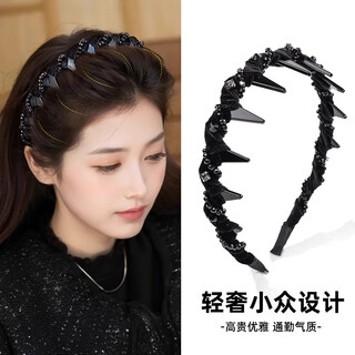 Crystal headband light luxury women's 2025 new high skull hair hole headband with toothed anti-slip hairpin birthday gift for girlfriend