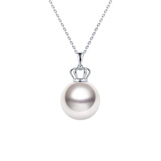 Tahiti akoya pearl pendant crown style 18k gold necklace highlight seawater pearl collarbone necklace gift 18k white_akoya pearl pendant + 18k gold chain 8.5-9mm