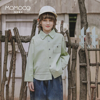 Mami maka (momoco) children's clothing boys' shirts 2025 autumn style children's pure cotton trendy fashion shirt 007 green 120