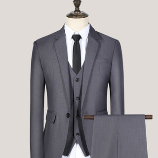 An rent groomsmen suit gray suit four-piece suit spring autumn winter groom wedding dress graduation interview formal chorus men's suit gray four-piece suit + bow tie 2xl
