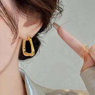 Yinyu retro gold pigmented hoop earrings, irregular minimalist metal high-end earrings, temperament earrings, gold earrings for women, gold earrings