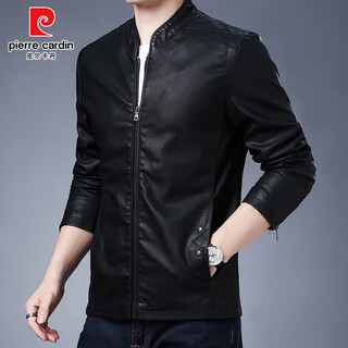 Pierre cardin 2025 new leather jacket for men spring and autumn thin korean version trendy casual handsome leather jacket trendy slim jacket for men 813# black xl recommended weight 120-135jin jin is equal to 0.5 kg