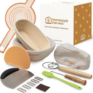 Spot wholesale bread baking supplies rattan banneton fermentation basket scraper bread tool set 16-piece fermentation basket tool set