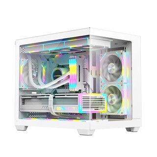 Game partner xinrui x4 full view sea view room chassis desktop computer case (supports matx/quick release design double-sided glass/9 fan positions/360 water cooling/long graphics card) xinrui x4 (m-atx 360 sea view room) white