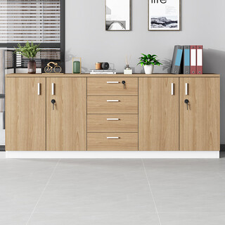 Shiji muge filing cabinet low cabinet office locker with lock file cabinet drawer wooden filing cabinet office cabinet tea cabinet european oak two-door cabinet free package delivery