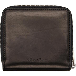 Rick owens light luxury men's black concordians zipped wallet black one size