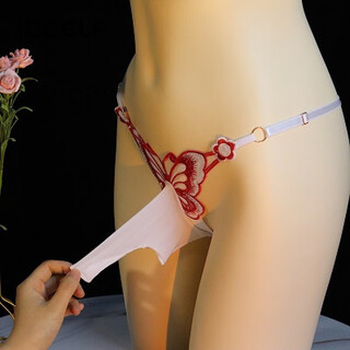 Ice elf thong men's japanese sexy belt jj set butterfly pattern one piece lace underwear low waist large size one size fits all white 80-150jin jin equals 0.5 kg one size fits all