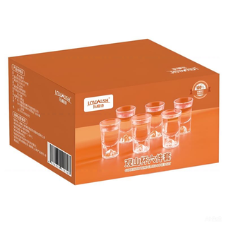 Le weishi glass white wine cup wine dispenser set household mountain viewing small wine glass commercial wine set 2 two with scale gift box viewing mountain cup six-piece set 1 box total 48 sets