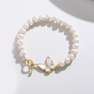 Qumeisi new baroque freshwater pearl bracelet summer net red girl butterfly bracelet golden butterfly shell freshwater pearl bracelet