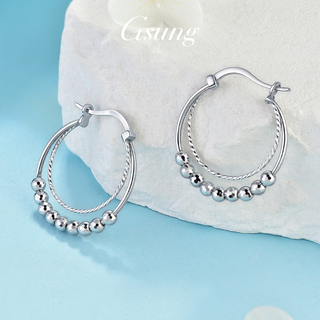 Platinum laser bead earrings for women pt950 pure platinum earrings fashionable earrings as a gift for girlfriend on chinese valentine's day. priced by the gram. contact before bidding.