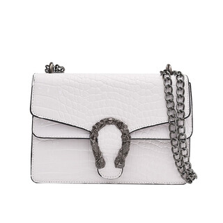 MK MILA2025新款女包复古潮流链条单肩包女时尚简约斜挎小方包 白色