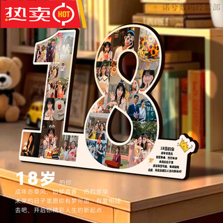 数字18周岁相框定制照片打印成长记录挂墙创意定制装饰相框摆台 【数字18周岁】24张照片(30x50cm) 摆挂两用-简约大韩