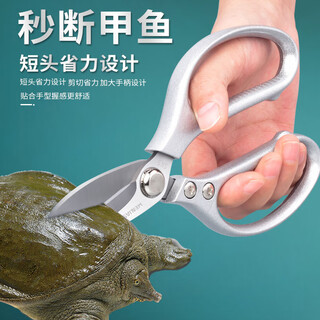麦舒特德国精工厨房专用剪刀强力鸡骨剪不锈钢家用多功能剪刀鱼甲鱼剪 银色 短头省力厨房剪