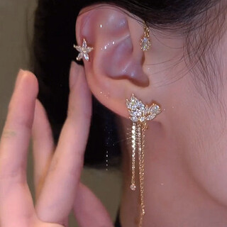 Miao yijia earrings tassel earrings earrings earrings earrings no piercing girls birthday gifts women 2025 new jewelry earrings jewelry star flower tassel earrings pair