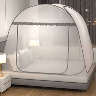 Mosquito net anti-fall baby yurt mosquito net free of installation for home bedroom 2025 new dormitory folding pattern 1.2m cloud top gray single door 1.2x1.9m bed free of installation full bottom