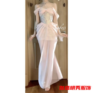 Mouth-turning french style ladylike fishbone suspender dress summer new style temperament waist dress long skirt women's dress m