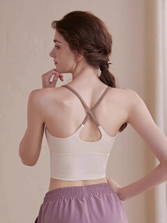 Sports bra yoga wear color splicing beautiful back sling quick-drying shockproof pilates fitness sports bra ivory white sling m 80-105jin jin equals 0.5kg