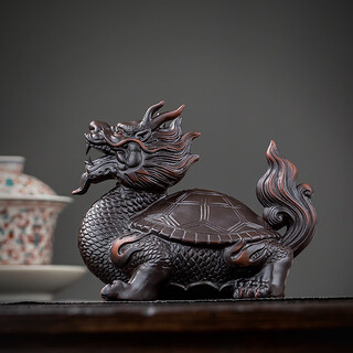 Mingke mingke tea pet ornaments purple sand dragon turtle pixiu can raise wealth accessories zen tea ceremony coffee table boutique tea play tea worms purple pottery dragon turtle