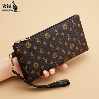 Kangaroo fashion retro hand-held women's bag coin purse women's clutch women's hand bag fashion versatile women's mobile phone small bag 212 coffee color