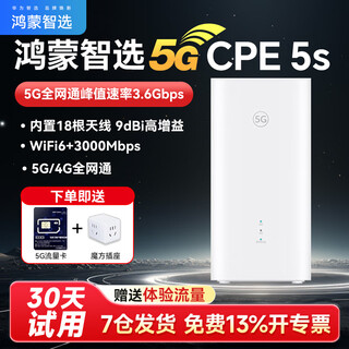 华为智选5G CPE 5S Brovi移动随身WiFi6可插卡路由器企业千兆无线网口直播上网三网通全国流量移动无线宽带 华为智选5G CPE 5S*光纤网速2025款 全程5G不限速——下单送移动流量
