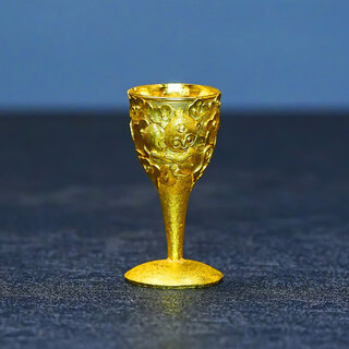 Yiqingtang pure gold 999 gold cup handmade frosted pattern monkey's longevity pure gold master cup personally customized wine cup monkey's longevity pure gold white wine cup