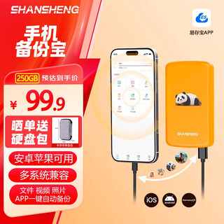 闪昇2T手机移动硬盘1TB苹果15/16手机直连移动硬盘500G安卓平板一键备份照片视频320G非固态硬盘250G P6智能手机移动硬盘 [250GB]