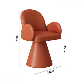 Fat donglai's same style dressing stool, light luxury, home bedroom rotating makeup chair, girl's backrest dressing table stool simple, technological leather orange (rotatable)