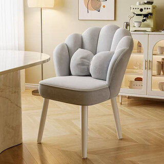 Ye yu internet celebrity makeup chair girls bedroom dressing table stool light luxury cream style rotating makeup stool petal back chair light gray thickened cushion-white legs-pillow