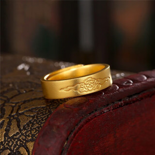 Oemg old phoenix gold store model ancient gold color auspicious cloud model ancient light luxury ring live mouth index finger ring fashion couple pair auspicious cloud ring (open)
