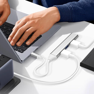 USB 3.0HUB 迷你集线器合金拓展坞一分四usb分线高速传输电脑插 USB三口3.0【黑色】扩展【挂绳】 0.2m