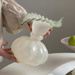 Wooden green pumpkin glass art french light luxury style retro high-end water culture decoration birthday gift