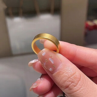 Jingruo gold au999 wide version of ancient traditional gold-wrapped silver ring for men and women, plain ring, couple ring engraved with gold 999, hong kong number 16