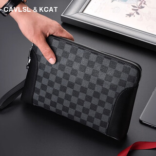 Cavlslkcat men's clutch bag 2025 new large-capacity envelope bag clutch bag high-end business clutch gift for husband, black 27*18*4cm