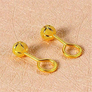 Kzd gold earrings, western style curved hook transfer beads, versatile earrings gift, sweet*gold*cross frosted curved hook/earrings 0.31