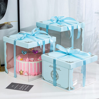 Meikejie translucent box 6 inches 8 inches 12 inches packaging birthday box square heightening gift box translucent blue 50 sets eight inches heightening 26-26-31