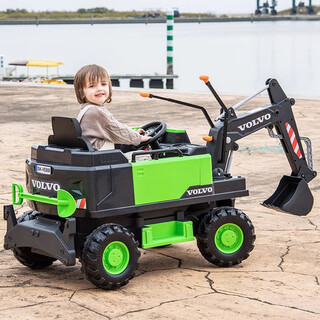 星辰皓沃尔沃VOLVO挖掘机儿童电动车四轮宝宝玩具车可坐人小孩遥控汽车 绿色+电动挖臂 蓝牙遥控+蓝牙音乐+独立充电