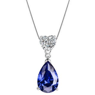 Chili sapphire necklace 925 silver heart-shaped water drop gemstone necklace clavicle chain women's tanzanite sapphire pendant 925 sterling silver platinum-plated pendant free 925 silver